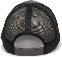 OC Sports FWT-130 Garment Wash Mesh Back Baseball Cap - Charcoal Black - Dark Gray Black / 6 7/8’’ - 7 1/2’’