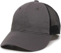 OC Sports FWT-130 Garment Wash Mesh Back Baseball Cap - Charcoal Black - Dark Gray Black / 6 7/8’’ - 7 1/2’’