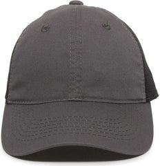 OC Sports FWT-130 Garment Wash Mesh Back Baseball Cap - Charcoal Black - Dark Gray Black / 6 7/8’’ - 7 1/2’’