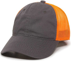 OC Sports FWT-130 Garment Wash Mesh Back Baseball Cap - Charcoal Orange - Dark Gray Orange / 6 7/8’’ - 7 1/2’’