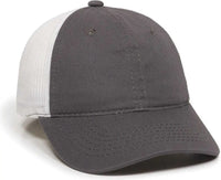 OC Sports FWT-130 Garment Wash Mesh Back Baseball Cap - Charcoal White - Dark Gray White / 6 3/8’’ - 7’’