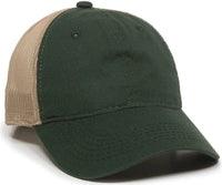 OC Sports FWT-130 Garment Wash Mesh Back Baseball Cap - Dark Green Tan - Forest Tan / 6 7/8’’ - 7 1/2’’