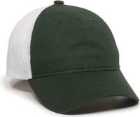 OC Sports FWT-130 Garment Wash Mesh Back Baseball Cap - Dark Green Wh - Forest White / 6 3/8’’ - 7’’