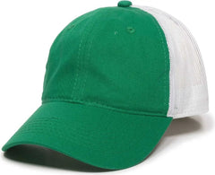 OC Sports FWT-130 Garment Wash Mesh Back Baseball Cap - Kelly White - Kelly White / 6 7/8’’ - 7 1/2’’
