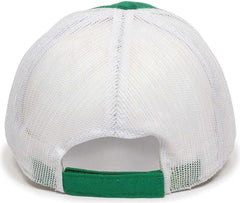 OC Sports FWT-130 Garment Wash Mesh Back Baseball Cap - Kelly White - Kelly White / 6 7/8’’ - 7 1/2’’