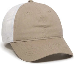 OC Sports FWT-130 Garment Wash Mesh Back Baseball Cap - Khaki White - Khaki White / 6 3/8’’ - 7’’