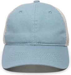 OC Sports FWT-130 Garment Wash Mesh Back Baseball Cap - Light Sage Putty - Olive Light Gray / 6 7/8’’ - 7 1/2’’