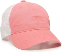 OC Sports FWT-130 Garment Wash Mesh Back Baseball Cap - Melon White - Pink White / 6 7/8’’ - 7 1/2’’