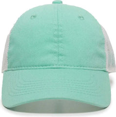 OC Sports FWT-130 Garment Wash Mesh Back Baseball Cap - Mint White - Green White / 6 7/8’’ - 7 1/2’’