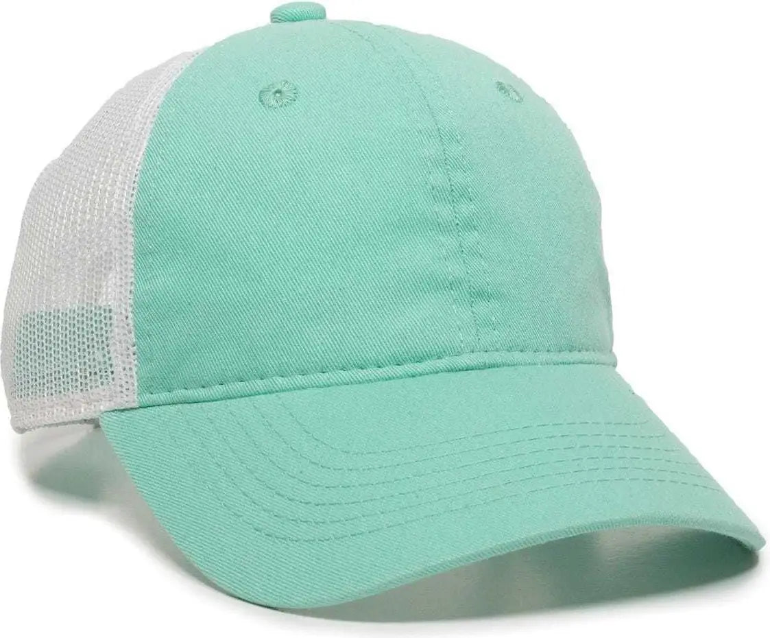 OC Sports FWT-130 Garment Wash Mesh Back Baseball Cap - Mint White - Green White / 6 7/8’’ - 7 1/2’’