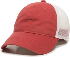 OC Sports FWT-130 Garment Wash Mesh Back Baseball Cap - Nantucket Red White - Red White / 6 7/8’’ - 7 1/2’’