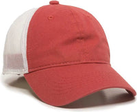 OC Sports FWT-130 Garment Wash Mesh Back Baseball Cap - Nantucket Red White - Red White / 6 7/8’’ - 7 1/2’’