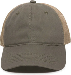 OC Sports FWT-130 Garment Wash Mesh Back Baseball Cap - Olive Tan - Olive Tan / 6 7/8’’ - 7 1/2’’