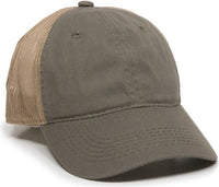 OC Sports FWT-130 Garment Wash Mesh Back Baseball Cap - Olive Tan - Olive Tan / 6 7/8’’ - 7 1/2’’