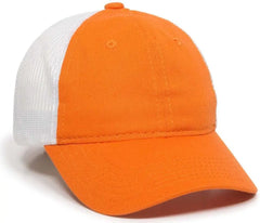 OC Sports FWT-130 Garment Wash Mesh Back Baseball Cap - Orange White - Orange White / 6 3/8’’ - 7’’