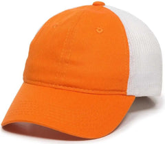 OC Sports FWT-130 Garment Wash Mesh Back Baseball Cap - Orange White