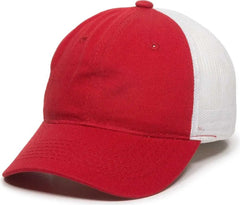 OC Sports FWT-130 Garment Wash Mesh Back Baseball Cap - Red White