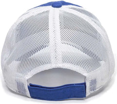 OC Sports FWT-130 Garment Wash Mesh Back Baseball Cap - Royal White - Royal White / 6 7/8’’ - 7 1/2’’