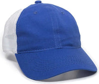 OC Sports FWT-130 Garment Wash Mesh Back Baseball Cap - Royal White - Royal White / 6 7/8’’ - 7 1/2’’