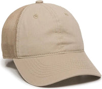 OC Sports FWT-130 Garment Wash Mesh Back Baseball Cap - Tan - Tan / 6 7/8’’ - 7 1/2’’
