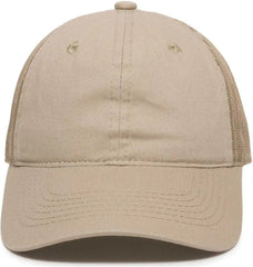 OC Sports FWT-130 Garment Wash Mesh Back Baseball Cap - Tan - Tan / 6 7/8’’ - 7 1/2’’