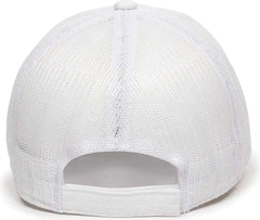 OC Sports FWT-130 Garment Wash Mesh Back Baseball Cap - White - White / 6 7/8’’ - 7 1/2’’