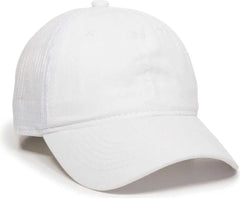 OC Sports FWT-130 Garment Wash Mesh Back Baseball Cap - White - White / 6 7/8’’ - 7 1/2’’