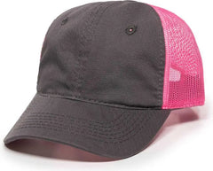 OC Sports FWT-130L Adjustable Mesh Back Cap - Charcoal Neon Pink - Dark Gray Pink / 6 7/8’’ - 7 1/2’’