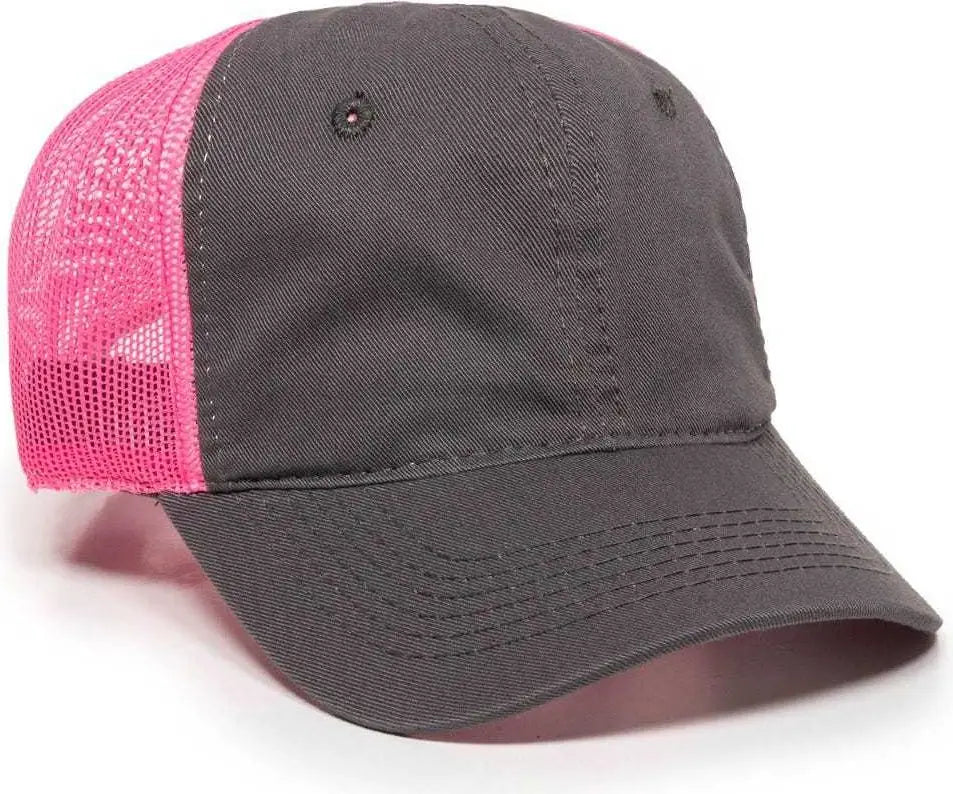 OC Sports FWT-130L Adjustable Mesh Back Cap - Charcoal Neon Pink - Dark Gray Pink / 6 7/8’’ - 7 1/2’’