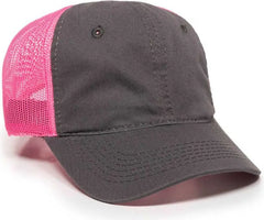 OC Sports FWT-130L Adjustable Mesh Back Cap - Charcoal Neon Pink - Dark Gray Pink / 6 7/8’’ - 7 1/2’’