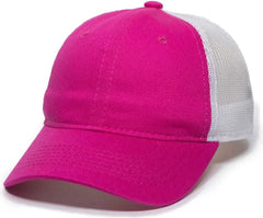 OC Sports FWT-130L Adjustable Mesh Back Cap - Fuchsia White - Fuchsia White / 6 7/8’’ - 7 1/2’’