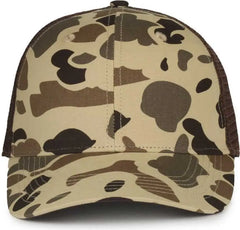 OC Sports GC-100M Generic Camo Mesh Back Cap -Vintage Waterfowl Brown - Brown / OSFM