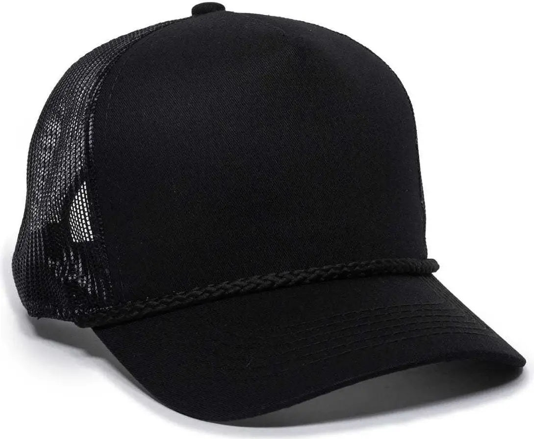 OC Sports GL-155 Adjustable Mesh Back Cap - Black - Black / 6 7/8’’ - 7 1/2’’