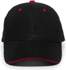 OC Sports GL-845 Contrasting Sandwich Button and Eyelet Cap - Black Red - Black Red / 6 7/8’’ - 7 1/2’’