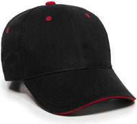 OC Sports GL-845 Contrasting Sandwich Button and Eyelet Cap - Black Red - Black Red / 6 7/8’’ - 7 1/2’’