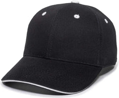 OC Sports GL-845 Contrasting Sandwich Button and Eyelet Cap - Black White - Black White / 6 7/8’’ - 7 1/2’’