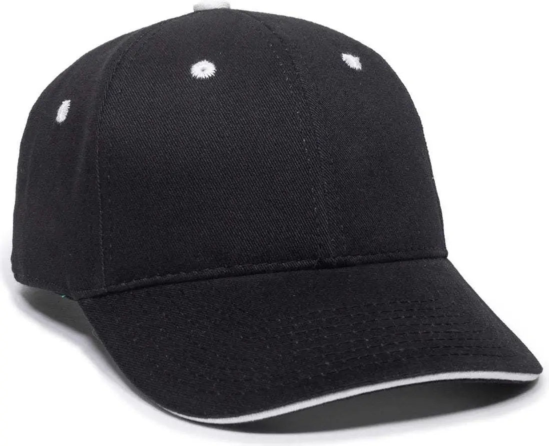 OC Sports GL-845 Contrasting Sandwich Button and Eyelet Cap - Black White - Black White / 6 7/8’’ - 7 1/2’’