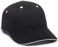 OC Sports GL-845 Contrasting Sandwich Button and Eyelet Cap - Black White - Black White / 6 7/8’’ - 7 1/2’’