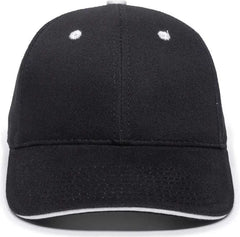 OC Sports GL-845 Contrasting Sandwich Button and Eyelet Cap - Black White - Black White / 6 7/8’’ - 7 1/2’’