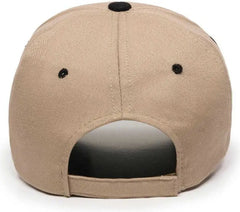 OC Sports GL-845 Contrasting Sandwich Button and Eyelet Cap - Khaki Black - Khaki Black / 6 7/8’’ - 7 1/2’’