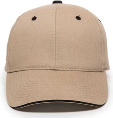 OC Sports GL-845 Contrasting Sandwich Button and Eyelet Cap - Khaki Black - Khaki Black / 6 7/8’’ - 7 1/2’’