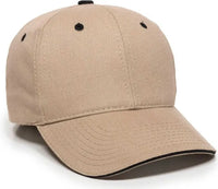 OC Sports GL-845 Contrasting Sandwich Button and Eyelet Cap - Khaki Black - Khaki Black / 6 7/8’’ - 7 1/2’’
