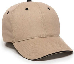 OC Sports GL-845 Contrasting Sandwich Button and Eyelet Cap - Khaki Black - Khaki Black / 6 7/8’’ - 7 1/2’’