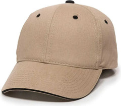 OC Sports GL-845 Contrasting Sandwich Button and Eyelet Cap - Khaki Black - Khaki Black / 6 7/8’’ - 7 1/2’’