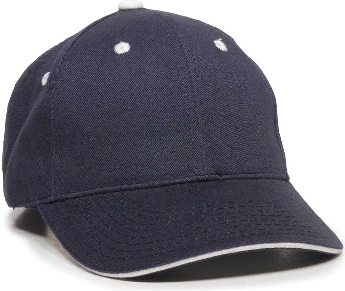 OC Sports GL-845 Contrasting Sandwich Button and Eyelet Cap - Navy White - Navy White / 6 7/8’’ - 7 1/2’’