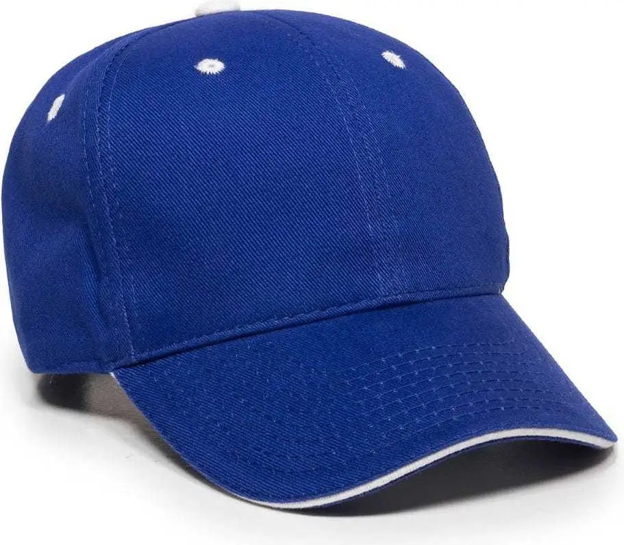 OC Sports GL-845 Contrasting Sandwich Button and Eyelet Cap - Royal White - Royal White / 6 7/8’’ - 7 1/2’’