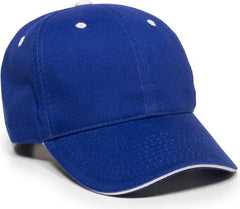 OC Sports GL-845 Contrasting Sandwich Button and Eyelet Cap - Royal White - Royal White / 6 7/8’’ - 7 1/2’’