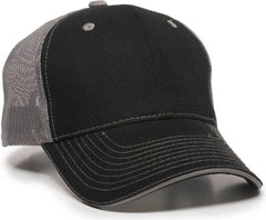 OC Sports GWT-101M Adjustable Mesh Back Cap - Black Grey - Black Gray / 6 7/8’’ - 7 1/2’’