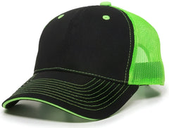 OC Sports GWT-101M Adjustable Mesh Back Cap - Black Neon Green - Black Green / 6 7/8’’ - 7 1/2’’