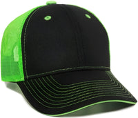 OC Sports GWT-101M Adjustable Mesh Back Cap - Black Neon Green - Black Green / 6 7/8’’ - 7 1/2’’